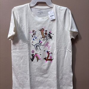 J. Crew Collector T-Shirt Dog Party Short Sleeve Tan Size M NWT
